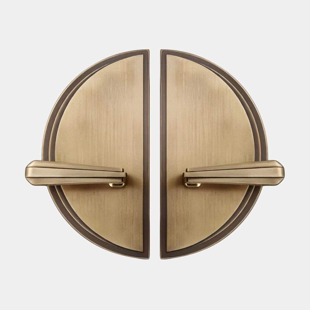 Maxery Brass Semicircle Front Door Pull Handles, Paired Entry Door Hardware