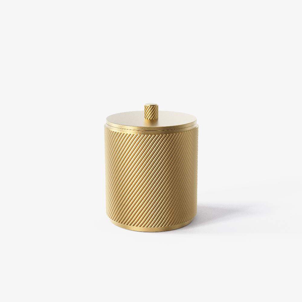 Maxery Luxury Striped Solid Brass Storage Organizers - Cotton Jar with Lid & Jewelry Box Collection for Bathroom Vanity Decor