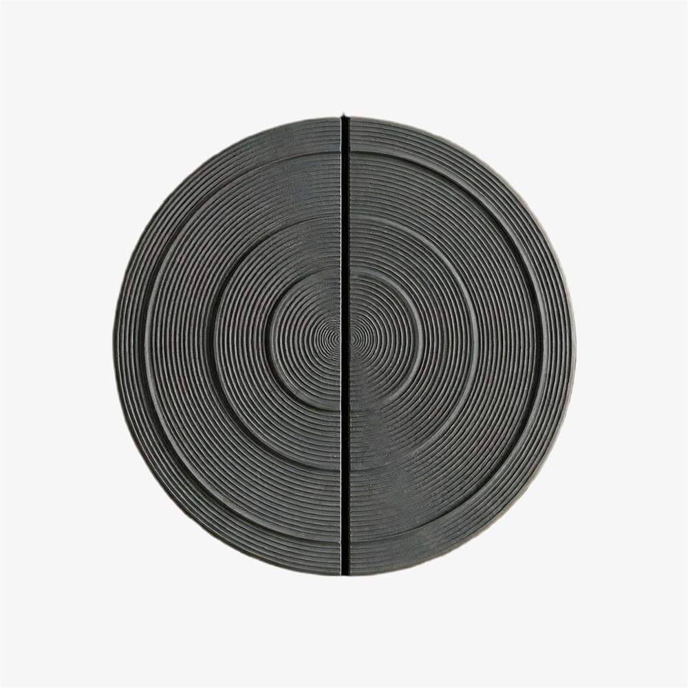 Maxery Black Concentric Circle Half-Moon Door Pull Handles, Paired Textured Entry Handles