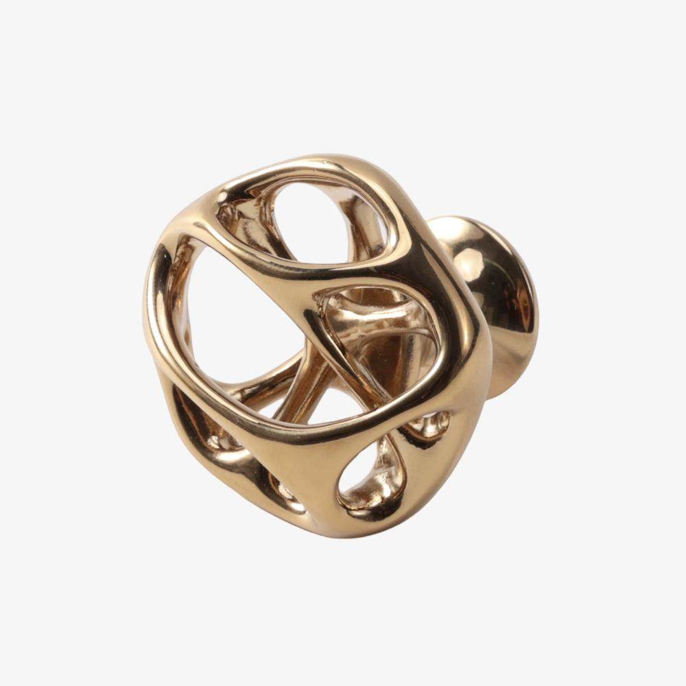 Maxery Brass Hollow Twisted Cage Cabinet Knobs, Gold & Chrome Irregular Artistic Drawer Pull Knobs