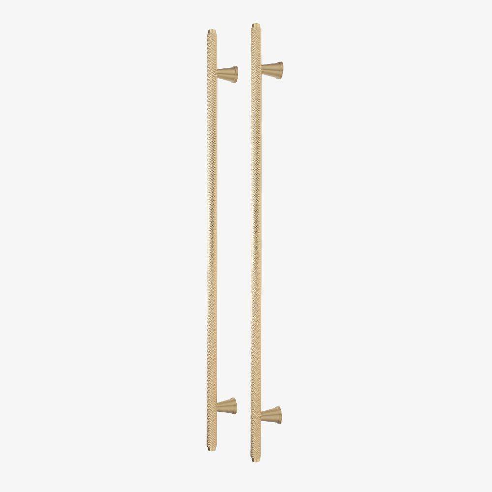 Maxery Sleek Knurled Brushed Gold Modern Tapered Cabinet Pulls