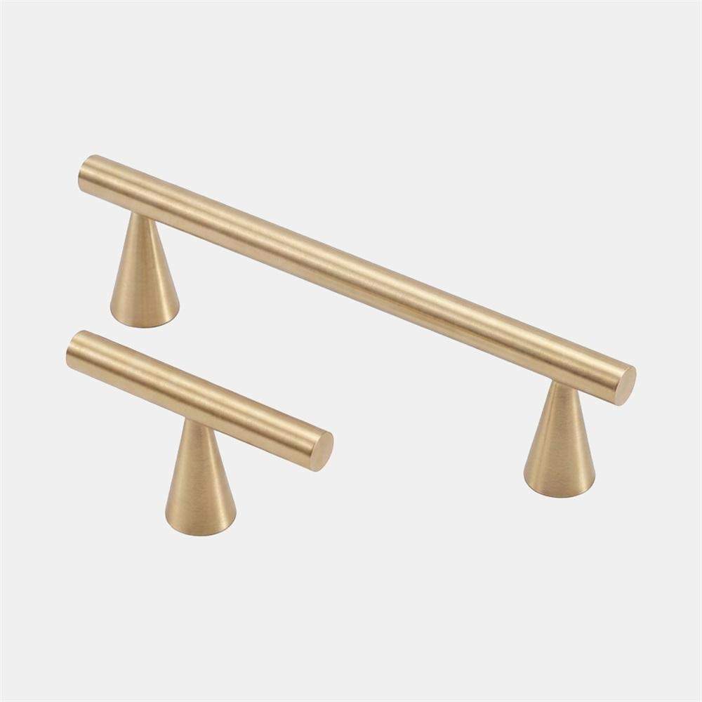 Maxery Brass Conical Base T-Bar Cabinet Knobs