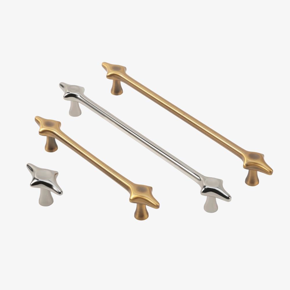Maxery Zinc Alloy Metal Furniture Hardware Star Pointed Tip Straight Bar Drawer Pull Vintage Long Cabinet Handle
