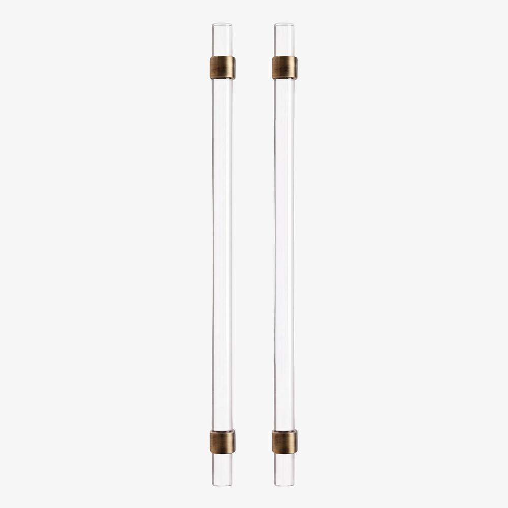 Maxery Modern Clear Cylinder Acrylic & Brushed Brass Pair Handle