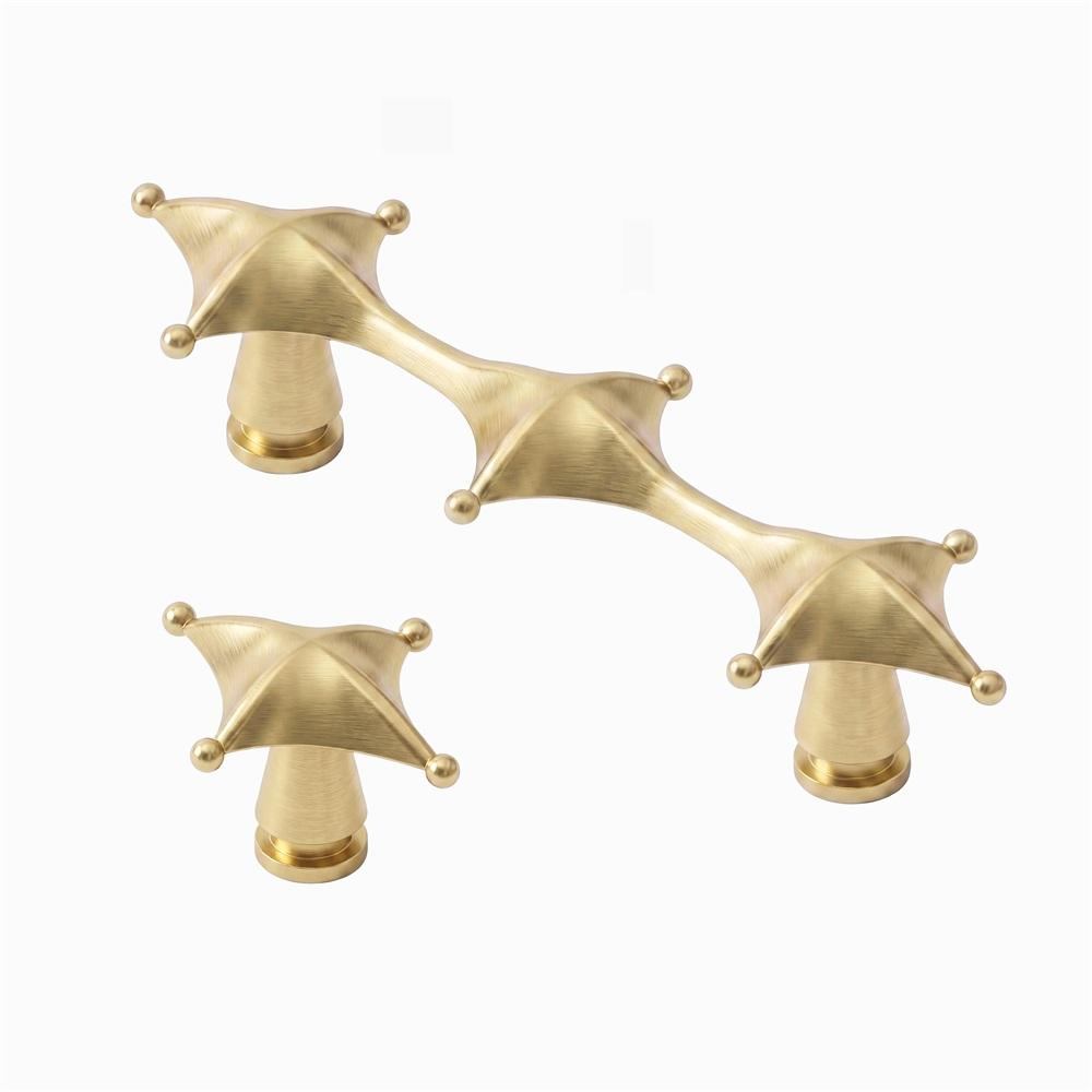 Maxery Solid Brass Abstract Artistic Quadra-Ball Decorative Drawer Knob