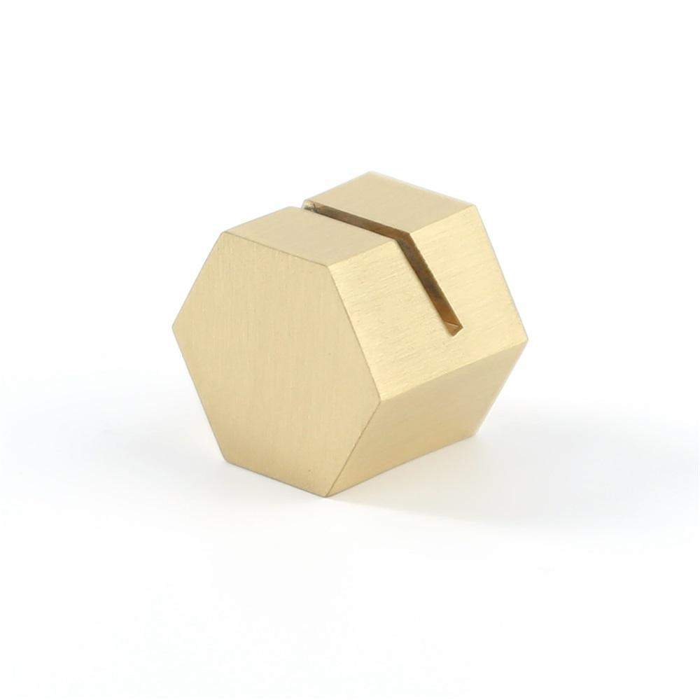 Maxery Sophisticated Slotted Brass Card Holder Minimalist Luxury Office Table Accessory