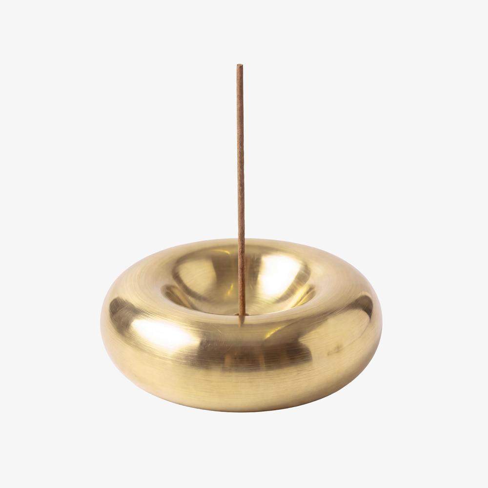 Maxery Polished Brass Basin Incense Holder Round Bowl Incense Stick Holder Ash Catcher for Home Meditation Decor