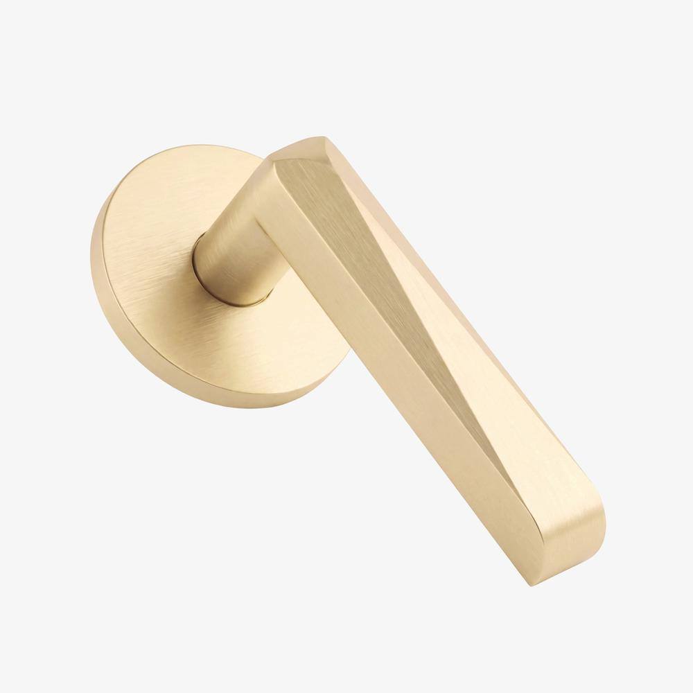 Maxery Solid Brass Slim Flat Lever Door Handle with Round Rosette