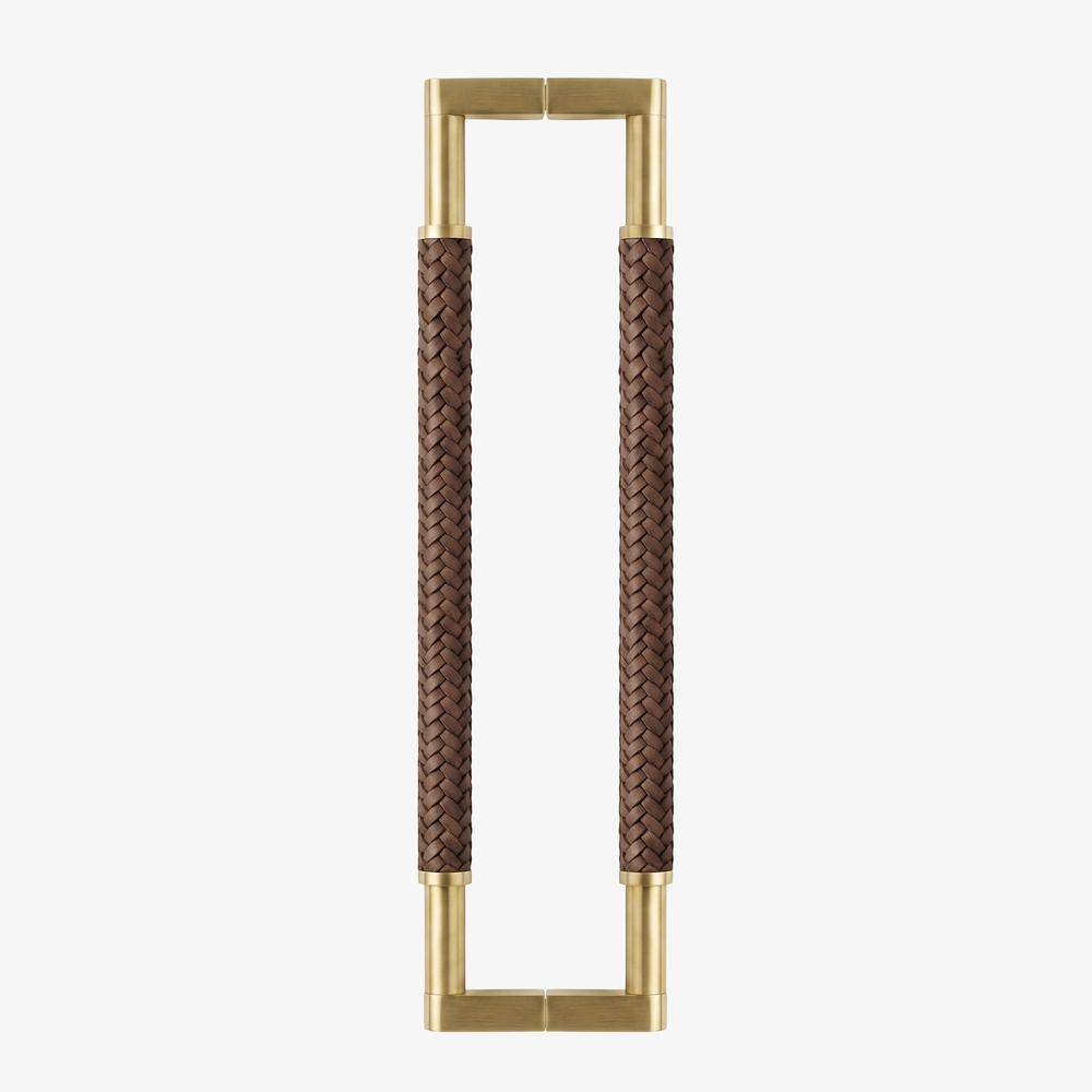 Maxery Solid Brass & Leather Wrapped Front Door Pull Handle