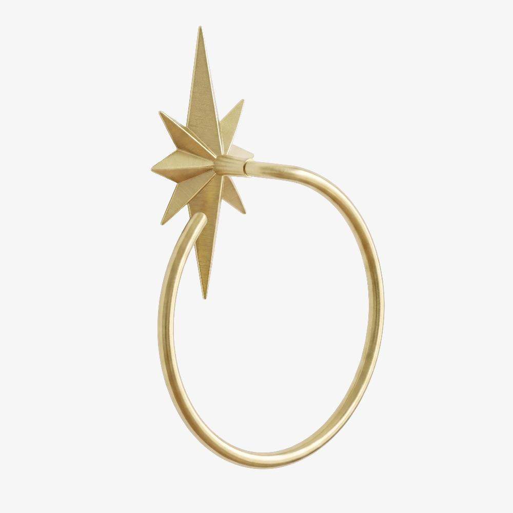 Maxery Artistic Solid Brass Star‑Backplate Towel Ring, Chic Decorative Premium Bathroom Accessory