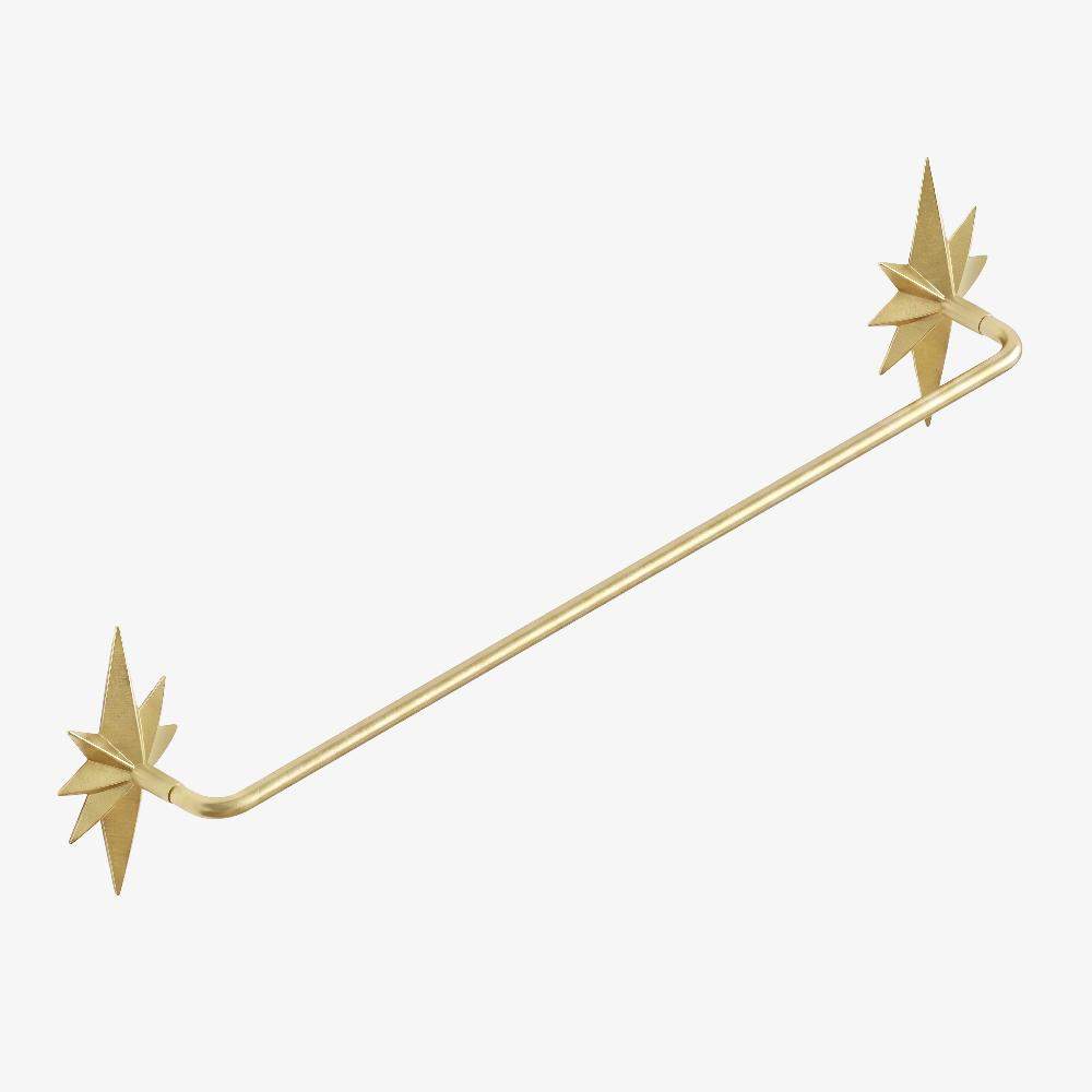 Maxery Artistic Solid Brass Star‑Backplate Towel Bar, Ornate Decorative Bathroom Hardware