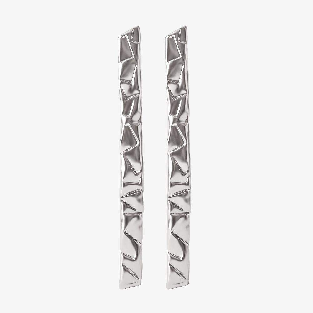 Maxery Carved Aluminum Door Handles Back to Back Silver Crackle Texture Modern Sculpture Hotel Villa Entrance Main Door Hardware Decor Set