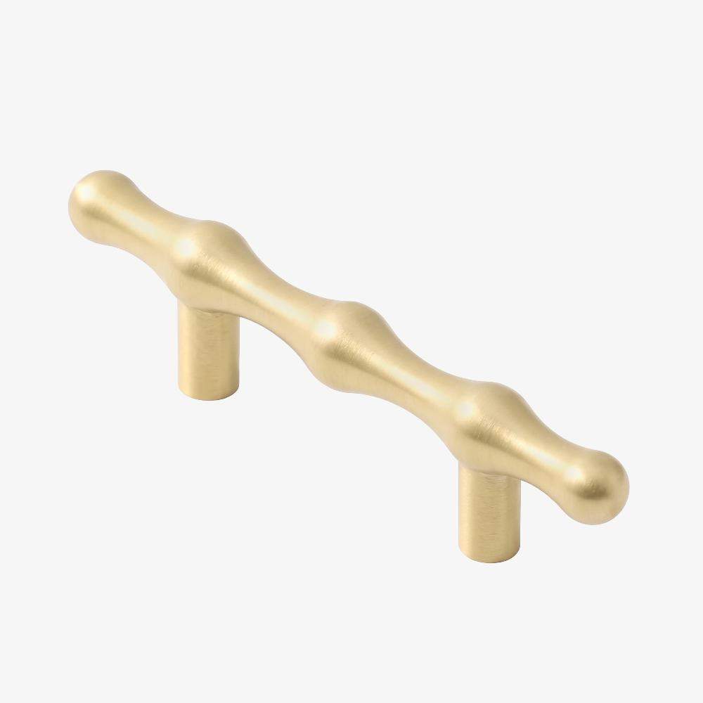 Brass Bamboo Cabinet Pull Handle, Solid Brass Drawer Pull for Kitchen Cupboard Wardrobe