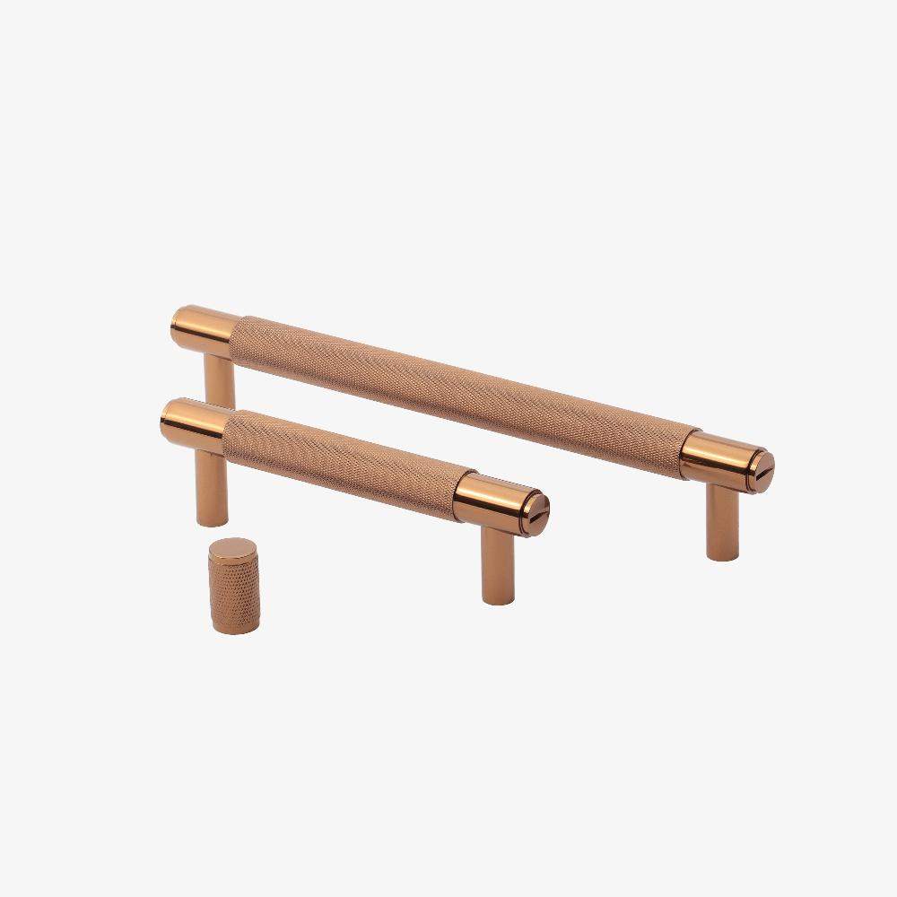 Knurled brass cabinet handles