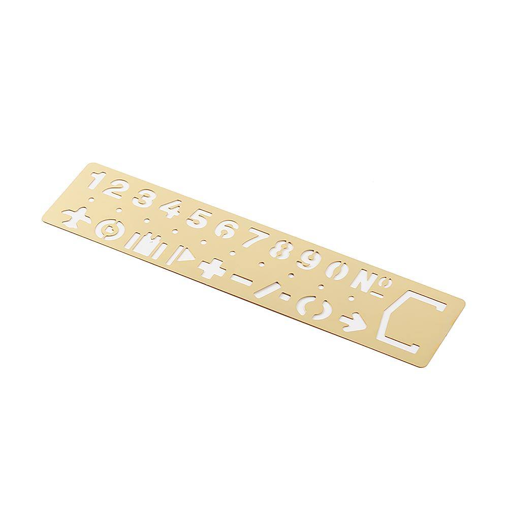 Maxery Brass Ruler Creative Bullet Journal Ruler with Letter Stencils Hollow-out Brass Letter Ruler for Scrapbooking Vintage Hanmade Doodle Stencil Ruler with Letter Designs