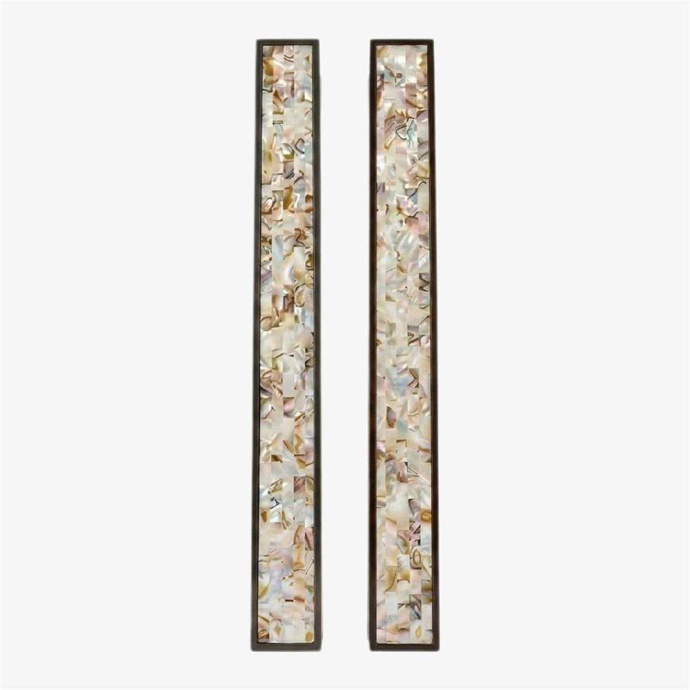 Maxery Nacre Inlay Long Door Pull Handles, Paired Rectangular Entry Handles