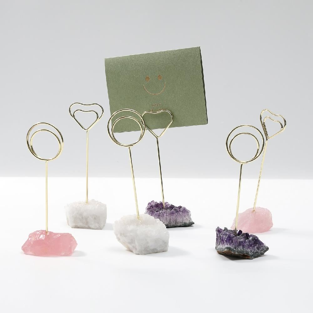 Natural Crystal Cluster Card Holder Decorative Desktop Stationery for Postcard Price Tag Christmas Creative In-store Decoration