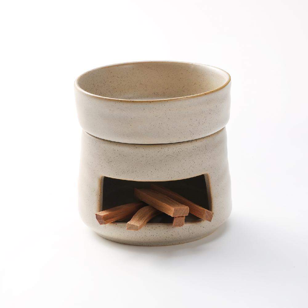 Maxery Ceramic Incense Burner Retro Grey Essential Oil Burner Ceramic Candle Jars Non-Fire Aromatherapy Furnace
