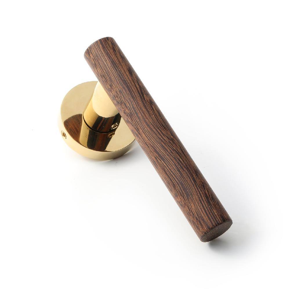 Maxery Unique Door Handle Light Luxury Design Brass Wood Door Handle for Home Decor