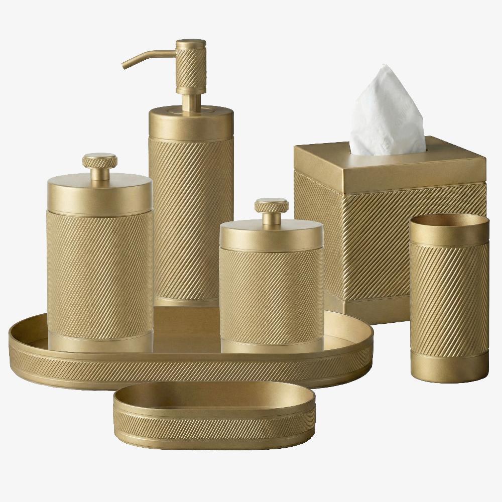Maxery Brass Striped Bathroom Decorative Set - Light luxury elegant bathroom accessories