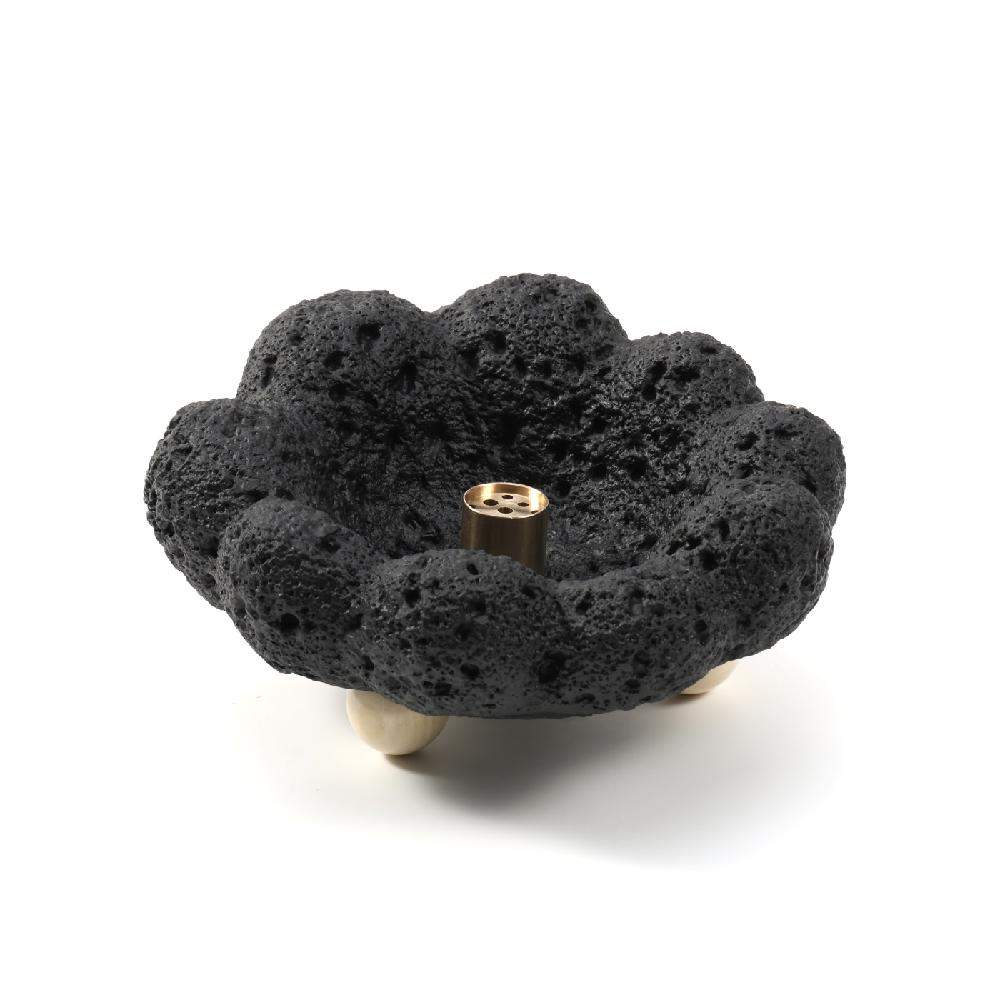 Maxery Cement Black Tray Art Brass Incense Holder Wabi-sabi Nordic Aromatherapy Diffuser Spherical Incense Burner Home Decor