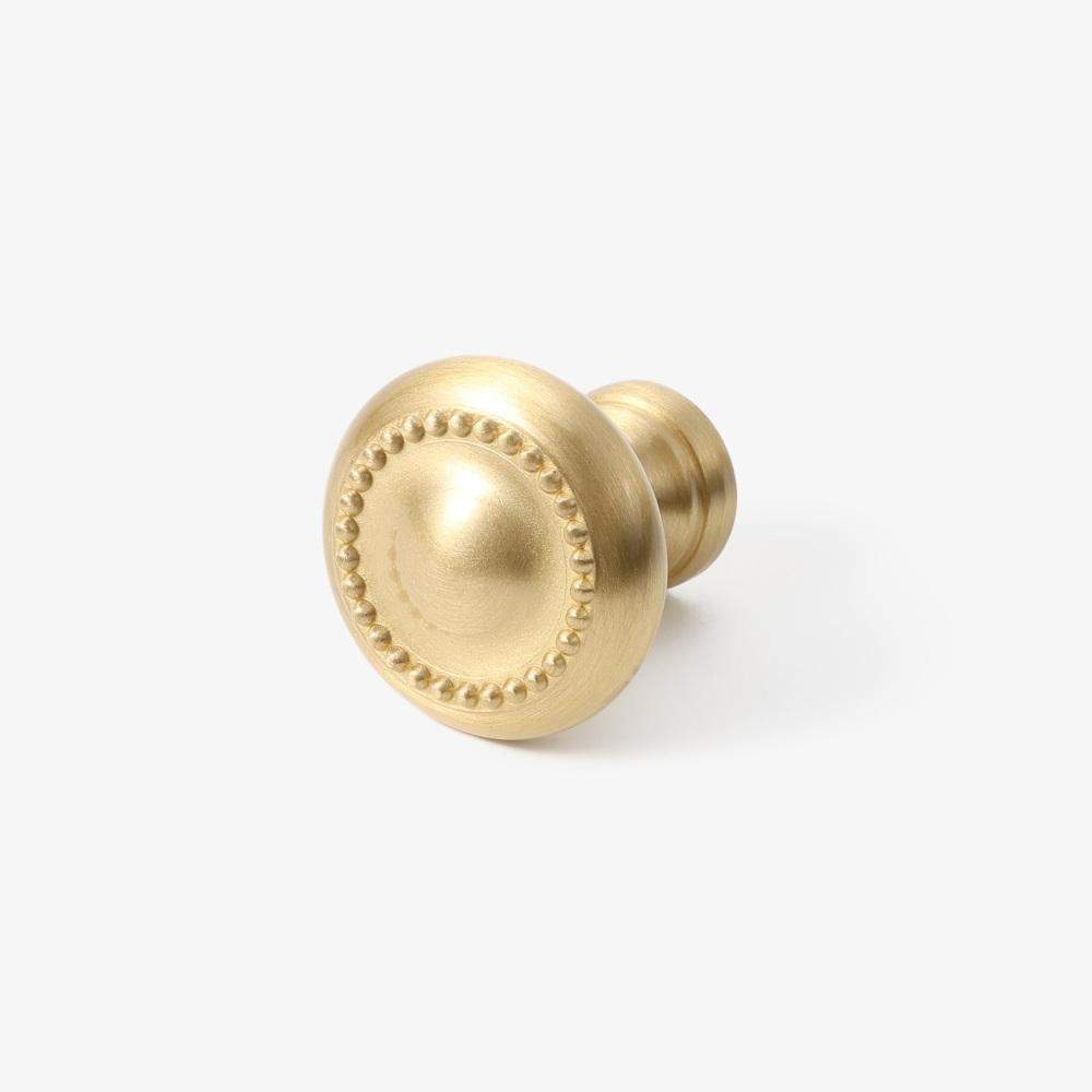 Maxery Brass Cabinet Knob: Circular Beaded Edges. Cozy Artisanal For Dressers/Kitchen Cabinets