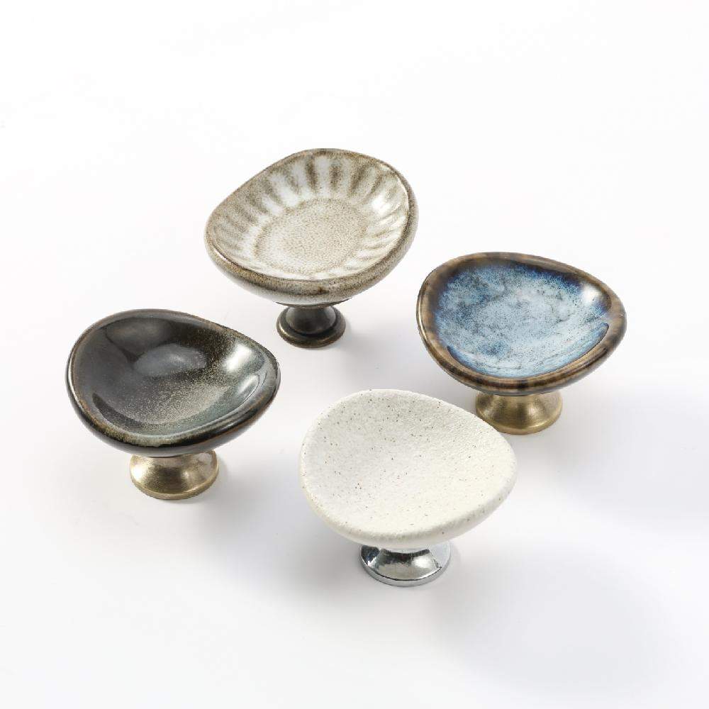 Ceramic creative handle Vintage stoneware single hole screw handle drawer wardrobe handle
