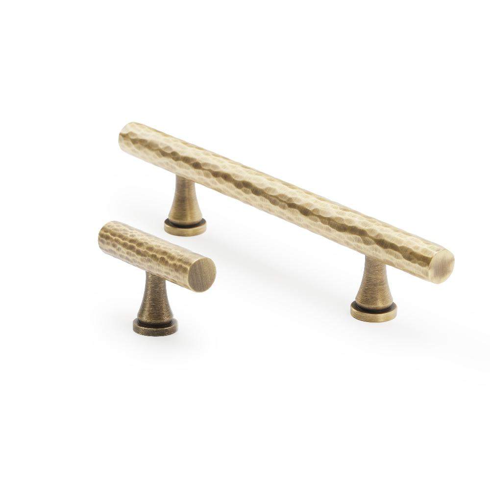 Maxery Brass Hammer Pattern Cabinet Handles Hammer Texture Brass Handles with Horn Feet Antique Brass Cabinet Pulls