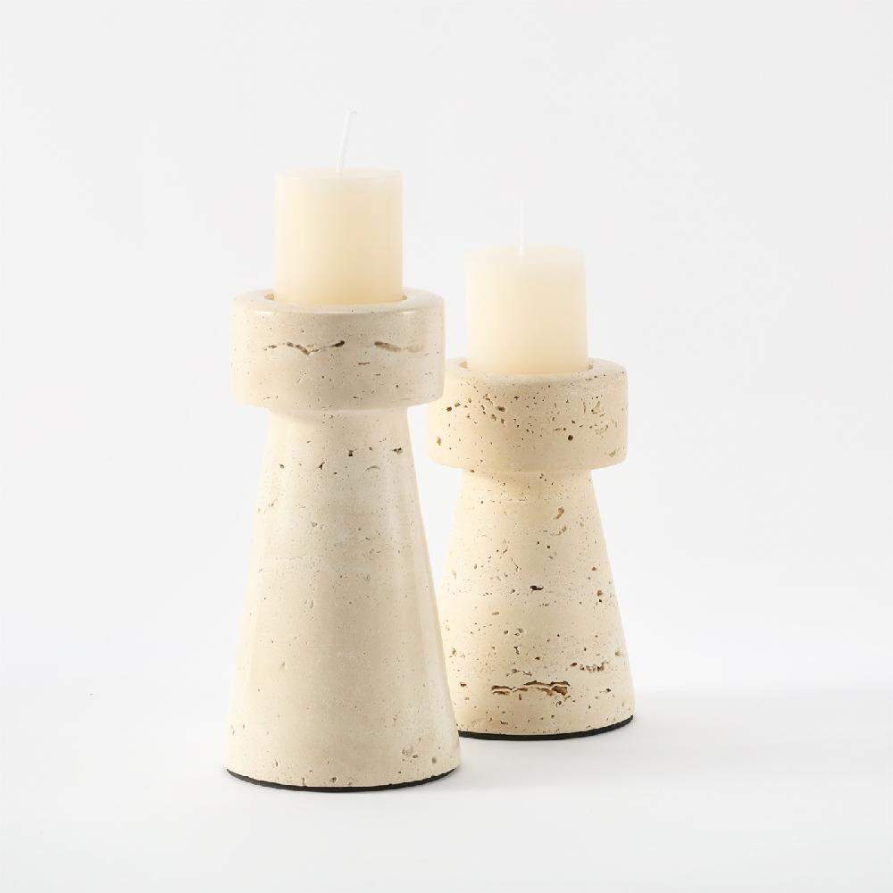Maxery Natural Travertine Candle Holder Heavy Natural Marble Taper Candlestick Custom Home Fragrance Decor Candle Jar
