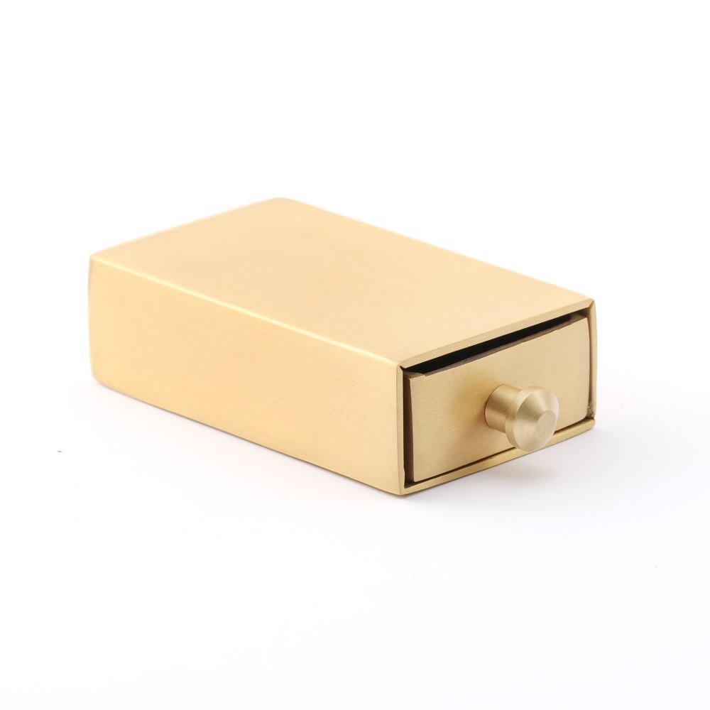 Maxery Brass Drawer Matchbox Elegant Storage Satin Brass Storage Jar Portable Container Match Organizer Solid Brass Match