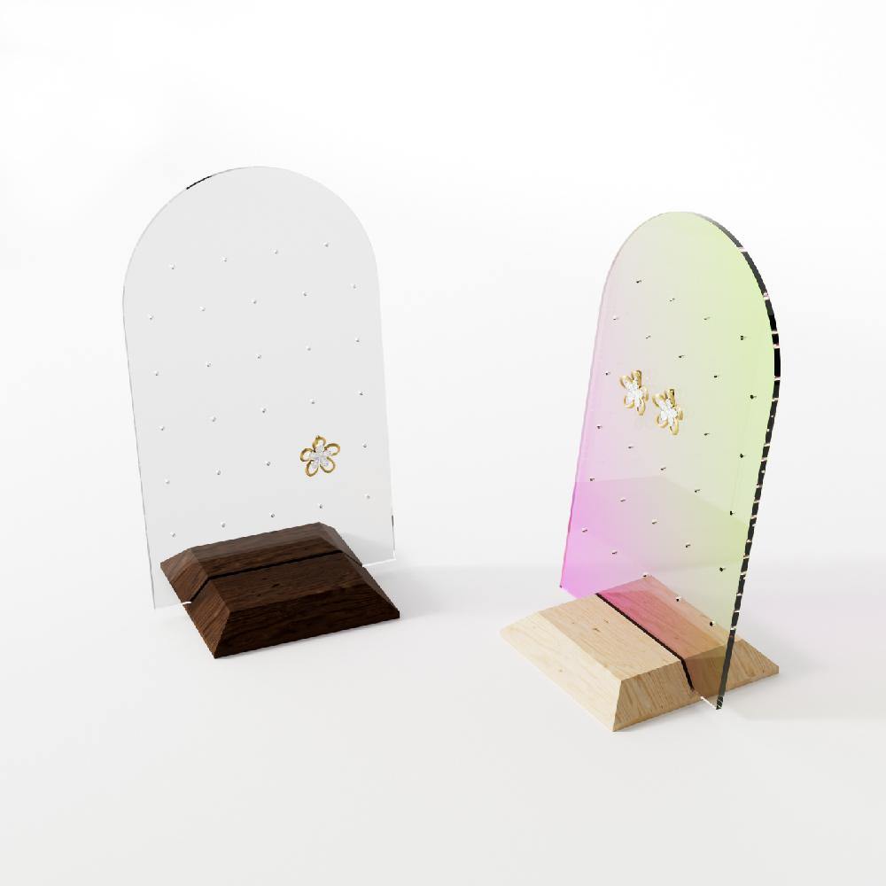 Maxery Stand Jewelry Display Organizer Earrings Pendants Bracelets Jewelry Holder With Wooden Base