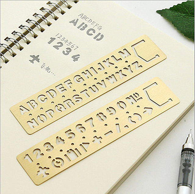 Block Letters Using Ruler Vintage Brass Digital Letter Blank Pattern Ruler