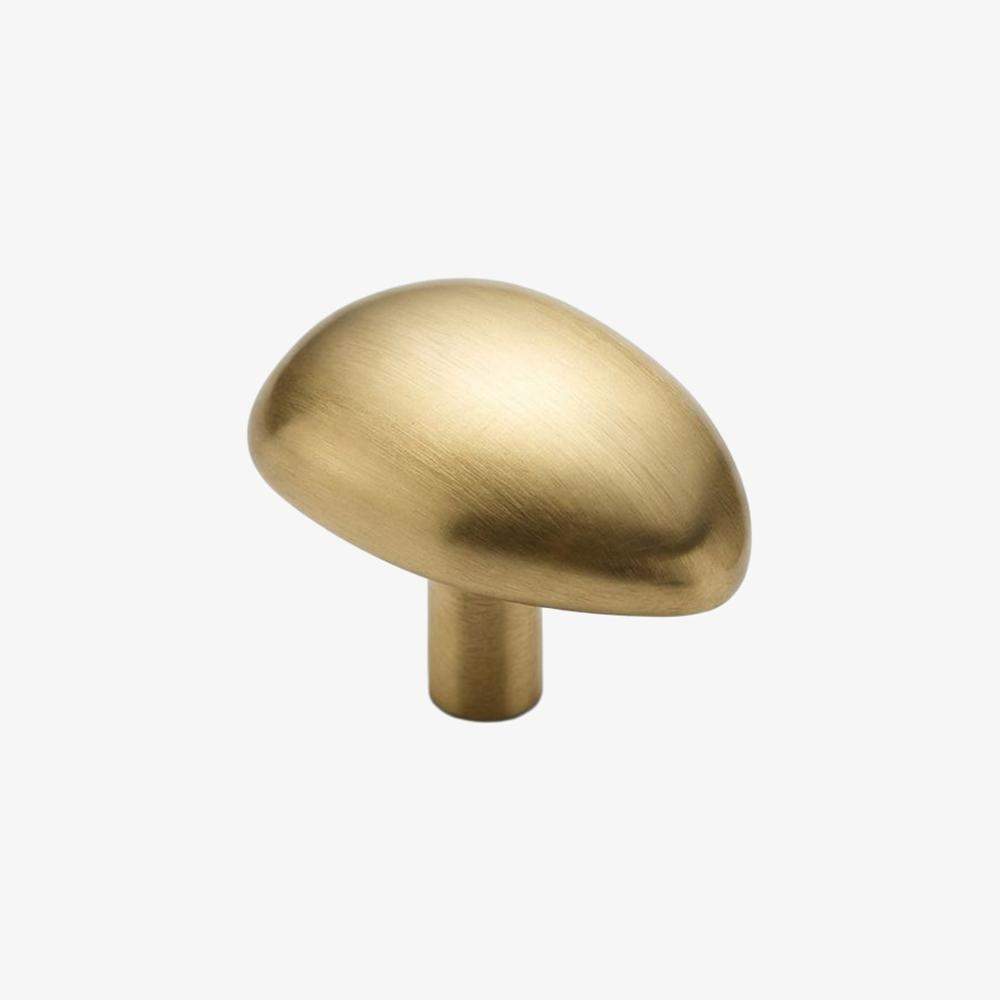 Maxery Mushroom Shape Cabinet Knob, Single Hole Screw On Pull, Solid Brass Handle