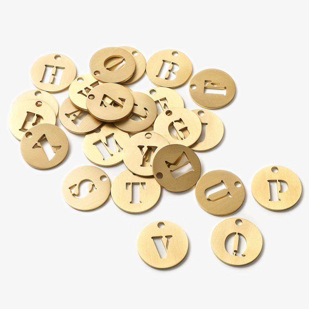 Maxery Brass Letter Customization Key Chain Circle Plate Solid Brass Keychain For Gift Christmas