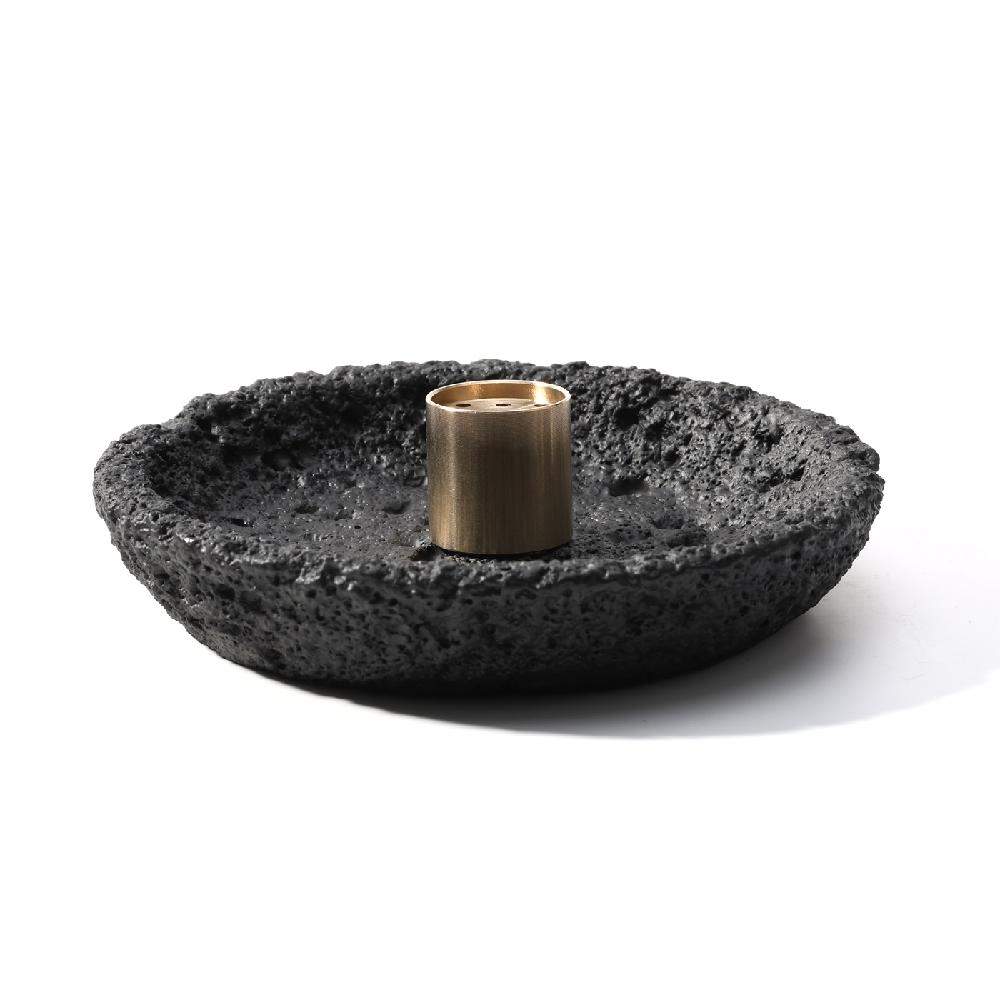 Maxery Cement Artwork Tray Black Art Incense Holder Wabi-sabi Style Nordic Retro Aromatherapy Incense Holder