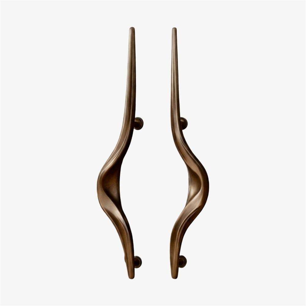 Maxery Aluminum Twisted S-Curve Door Pull Handles, Paired Sculptural Entry Handles