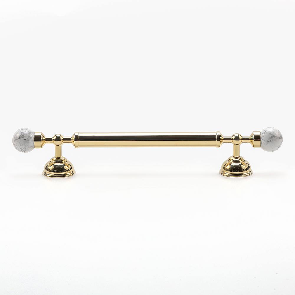 Vintage elegant Brass Handles, White turquoise stone Gold Plated Handles