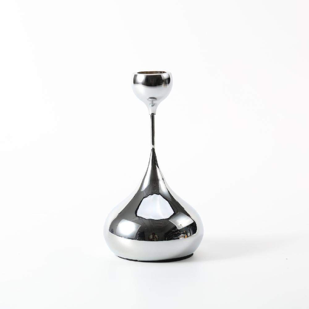 Maxery Iron Candle Holder Chrome and Gold Plated CandleStick Short Holder for Home Decor