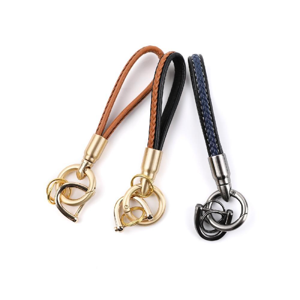Maxery Leather Keyring Modern Leather and Brass Key Decoration Key Chain